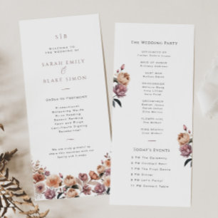 Carte du programme de mariage Boho Purple Floral G