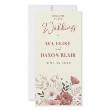 Carte du programme de mariage floral Dusty Rose