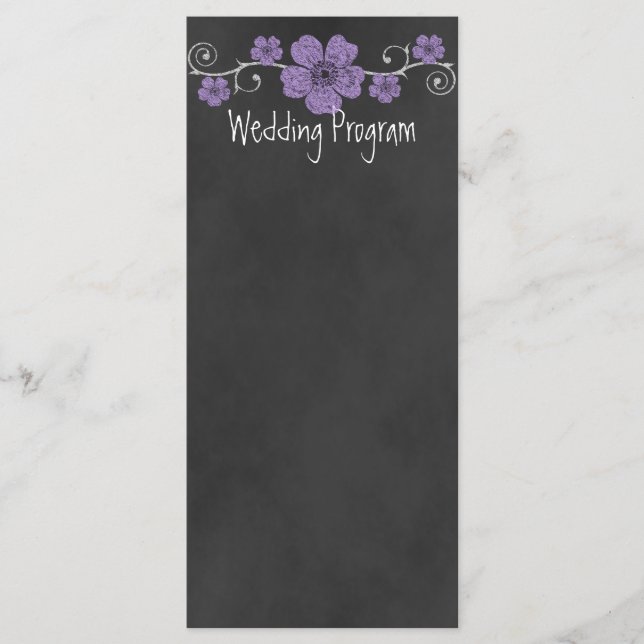 Carte du programme de mariage Rose de Chalkboard v (Devant)