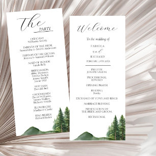 Carte du programme de mariage rustique Mountain Wo