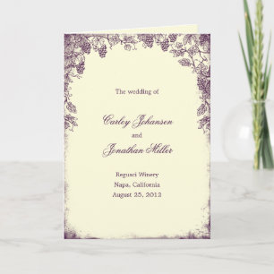 Carte du programme de mariage rustique Vignoble -