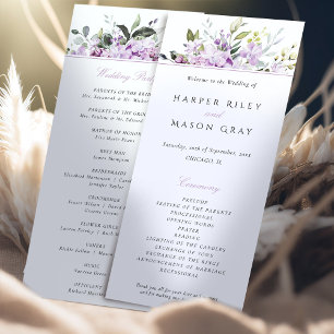 Carte du programme de mariage Serene Lilac