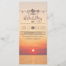 Carte du programme de mariage sur la plage