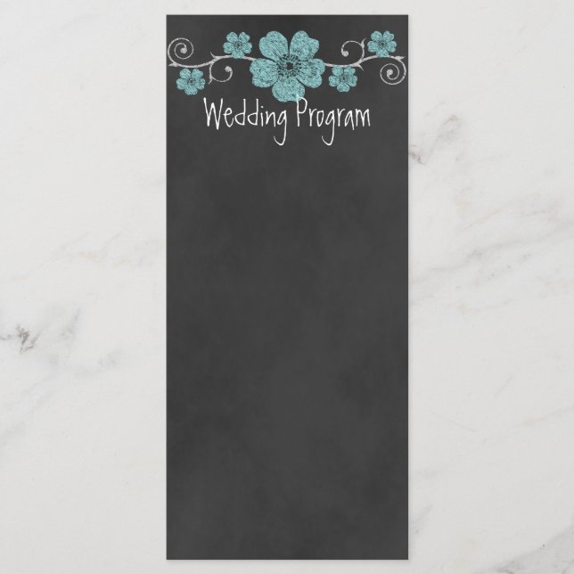 Carte du programme de mariage Turquoise Rose sauva (Devant)