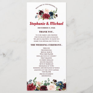 Carte du programme Floral Rustic Boho de la Marine