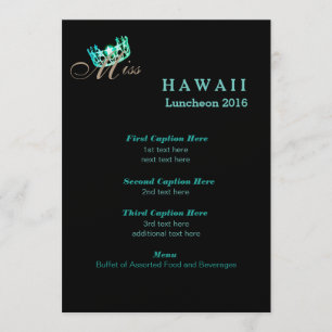 Carte du programme Miss USA Black Shimmer Luncheon