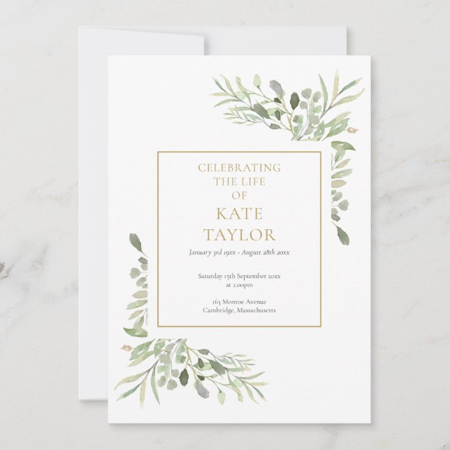 Carte du programme Ordre de service funéraire vert (Devant)