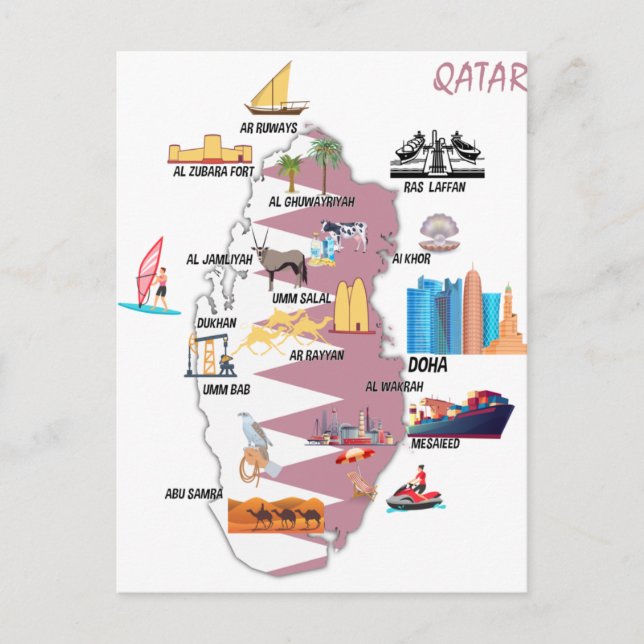 Carte du Qatar Attraits touristiques (Devant)