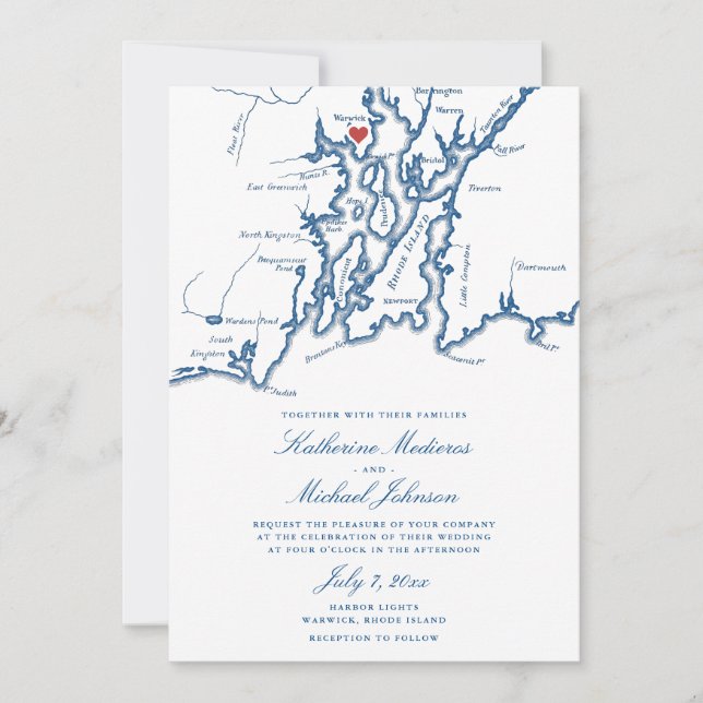 Carte du RI Warwick Élégant Mariage bleu marine (Devant)