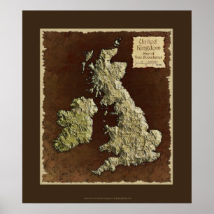 Carte du Royaume-Uni Poster d'art