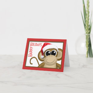 Carte du Singe du Père Noël "Joyeuses fêtes"