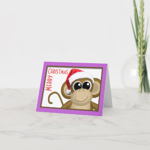 Carte du Singe du Père Noël "Joyeux Noël"