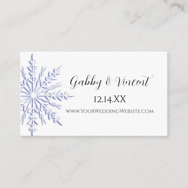 Carte du site Web de mariage d'hiver Blue Snowflak (Devant)