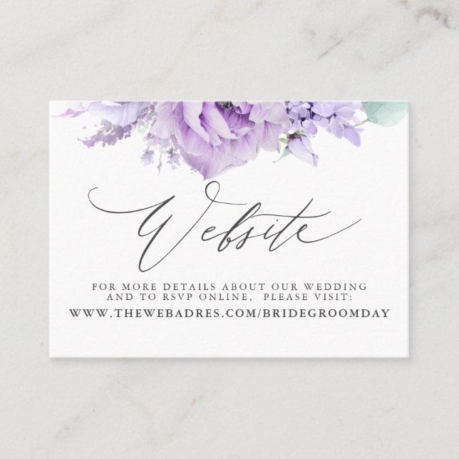 Carte du site Web du Mariage Floral Dusty Purple (Devant)