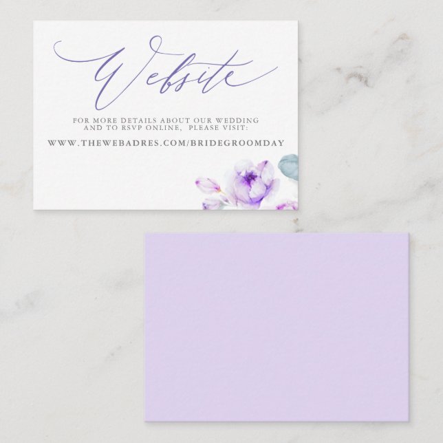 Carte du site Web du Mariage Floral Dusty Purple (Devant / Derrière)