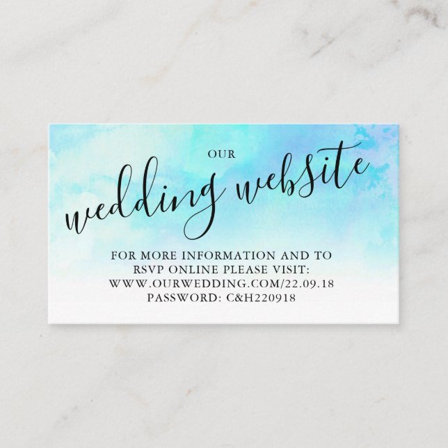 Carte du site Web Mariage Ombre Watercolor - Bleu (Devant)