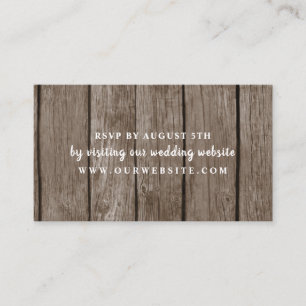 Carte du site web rsvp de mariage rustique en bois