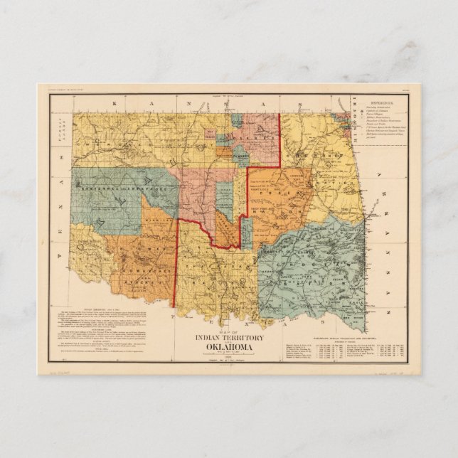Carte du territoire indien et de l'Oklahoma (1890) (Devant)