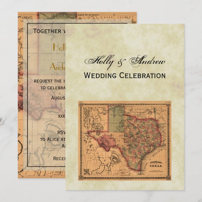 * Carte du Texas antique #1, BG en détresse #3 (Devant / Derrière)