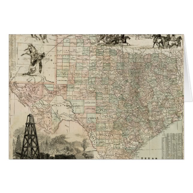 Carte du Texas aux frontières du comté (Devant horizontal)