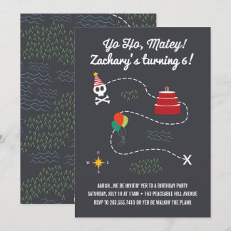 Carte du trésor Invitation d'anniversaire, carte d