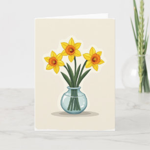 Carte du Vase de Fleurs Printanières Rayées