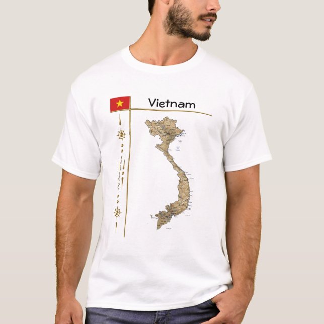 Carte du Vietnam + Drapeau + Titre T-shirt (Devant)
