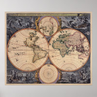 Carte du Vieux Monde Carte antique Poster