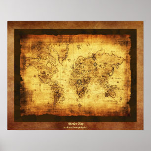Carte du Vieux Monde Poster d'Art Antique