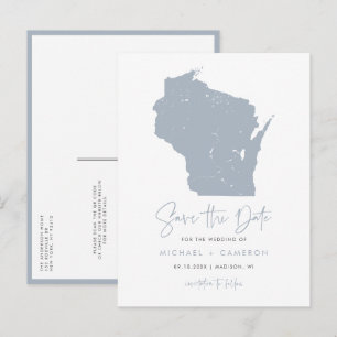 Carte du Wisconsin Bleu Poussiéreux Code QR Date à