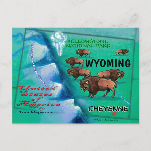 Carte du Wyoming USA Fun (Devant)