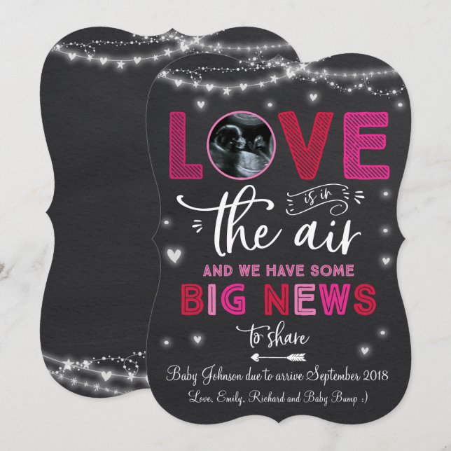 Carte d'ultrason de faire-part de la grossesse de (Devant / Derrière)