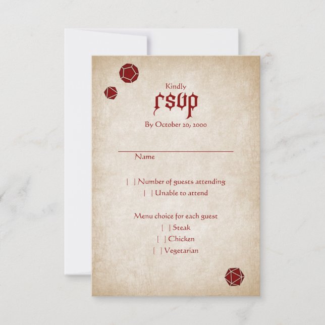 Carte Dungeon RPG Gamer Mariage (Devant)