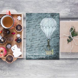Carte Dusk Blue Hot Air Balloon Steampunk Father's Day