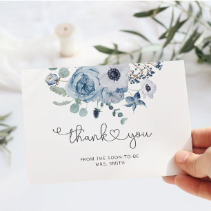 Carte Dusty bleu floral minimaliste mariage merci