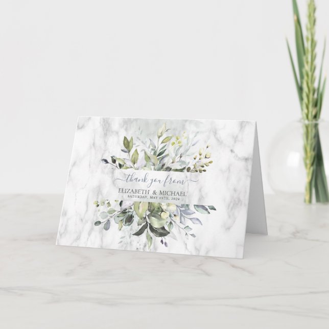 Carte Dusty Blue Eucalyptus Vert Merci Succulent (Devant)