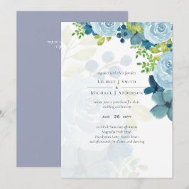Carte Dusty Blue Floral Mariage Trending Budget