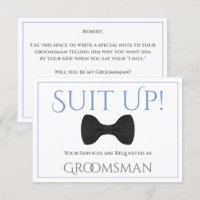 Dusty Blue & Grey Be My Groomsman Fun Bow Cravate