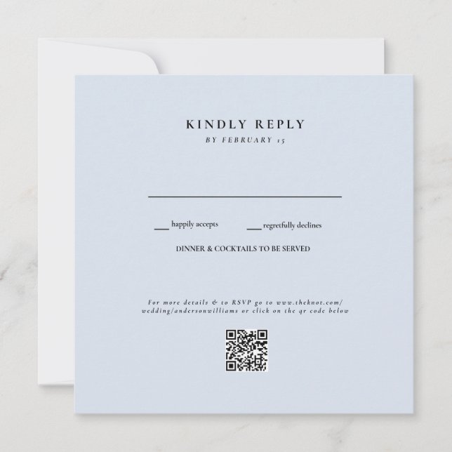 Carte Dusty Blue Mariage QR Code II RSVP (Devant)
