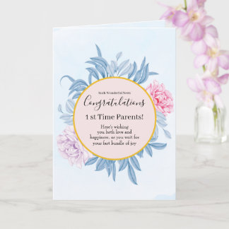 Carte Dusty Blue Watercolor Grossesse Félicitations