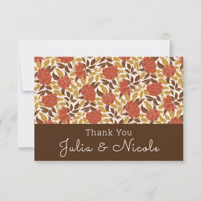 Carte Dusty Brunt Orange Peony Flowers Mariage de automn (Devant)