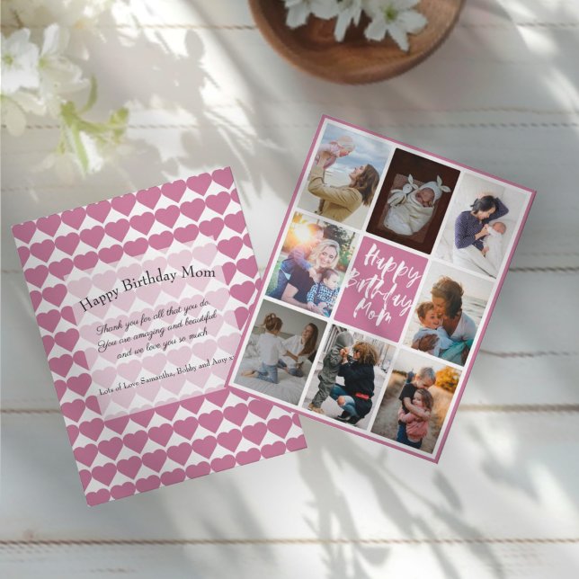 Carte Dusty Rose 8 Photo Collage Joyeux anniversaire Mam (Créateur téléchargé)