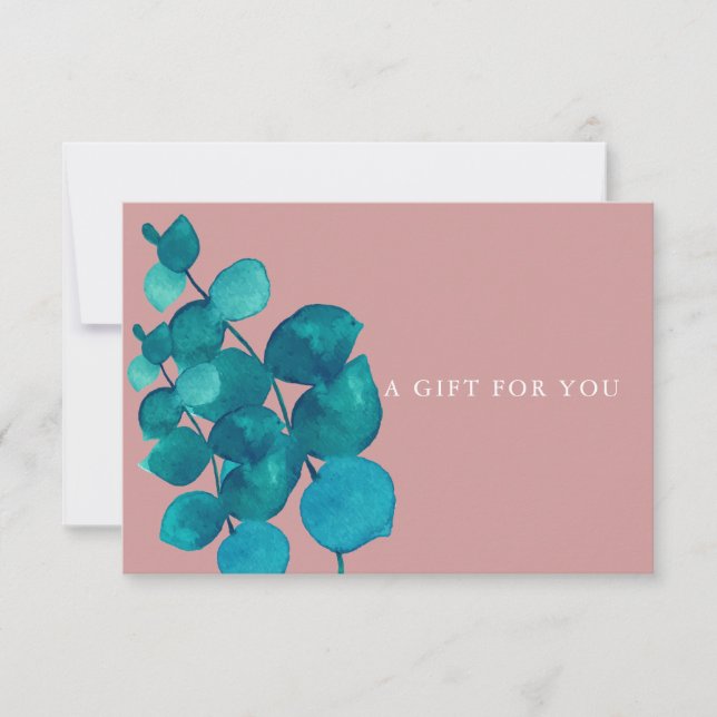 Carte Dusty Rose Eucalyptus Feuille certificat cadeau (Devant)