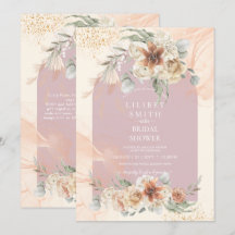 Dusty Rose Floral Pampas Grass Boho FÊTE DES MARIÉ