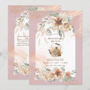 Carte Dusty Rose Floral Pampas Grass Boho FÊTE DES MARIÉ