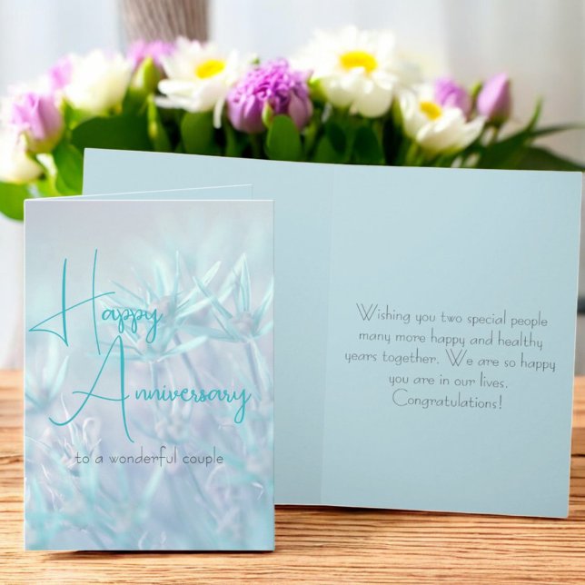 Carte Dusty Turquoise Floral Arrière - plan Anniversaire (greeting card template cover and inside greeting)