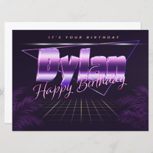 Carte Dylan Nom Prénom lila retro