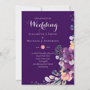 Carte Dynastie Gingembre Violet Mariage Floral Invite En