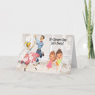 Carte Dyngus Day Party Time Card avec danseurs