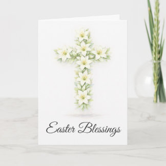 Carte Easter Blessings Lily Cross Christian Easter Card